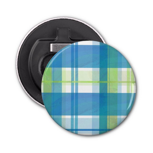 Décapsuleur Madras Plaid Green et Blue (Devant)