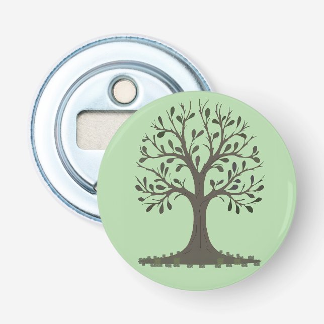 🌳 Décapsuleur Magnétique Arbre de Vie Vert Pâle (Devant)