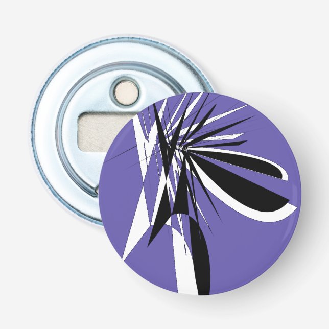 Décapsuleur Magnétique Violet au Design Graphique  (Devant)
