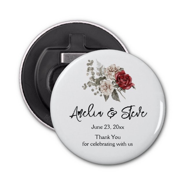 Décapsuleur Magnifique bouquet floral de roses blanches et rou (Devant)