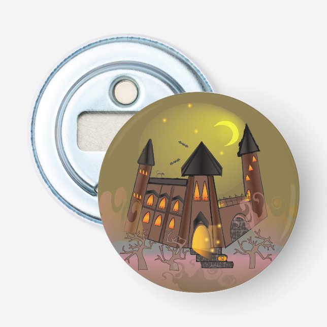 Décapsuleur Maison de sorcière éffrayante Halloween et château (Devant)
