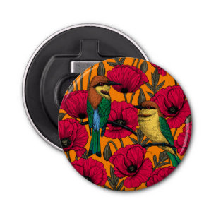 Décapsuleur Mangeurs d'abeilles et pavots sur orange