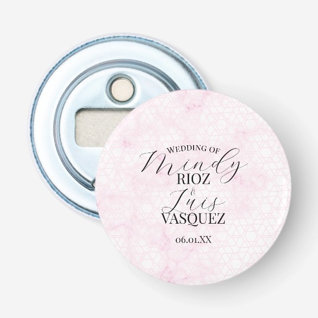 Décapsuleur Marble Abstract Pink Wedding Script Black  (Devant)