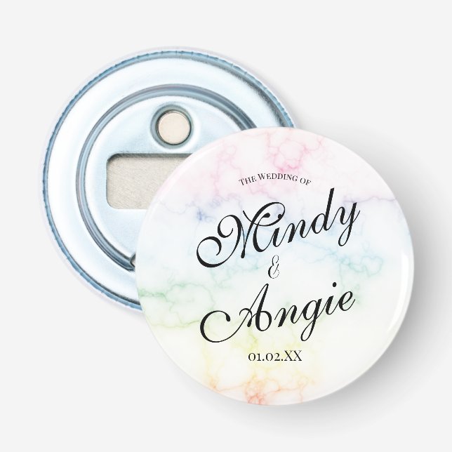 Décapsuleur Marble Rainbow Gay Script Wedding (Devant)