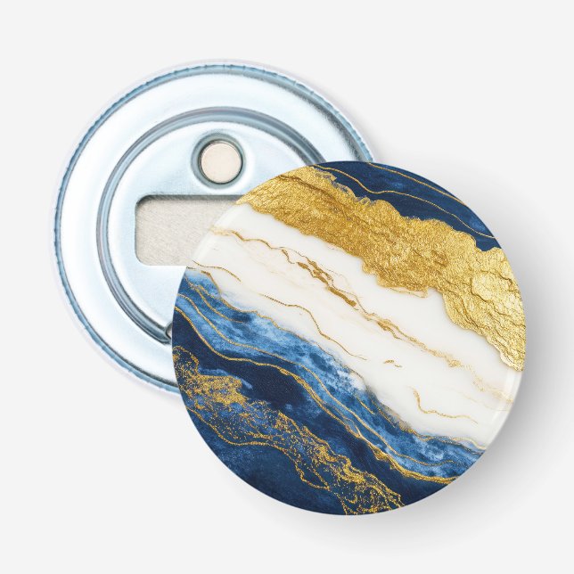 Décapsuleur Marbre bleu marine de luxe et feuille d'or (Devant)