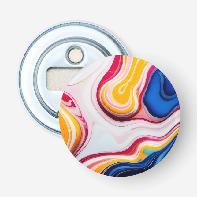 Décapsuleur Marbre faux bleu rose jaune blanc branché (Devant)