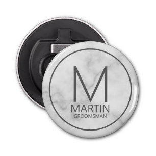 Décapsuleur Marbre Moderne Personnalisé Monogramme&Nom Groomsm
