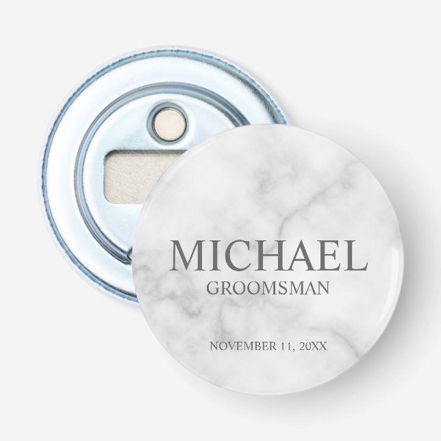 Décapsuleur Marbre Nom et monogramme du Groomsman personnalisé (Devant)