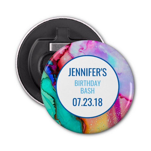 Décapsuleur Marbre rose violet vert Abstrait Aquarelle (Devant)