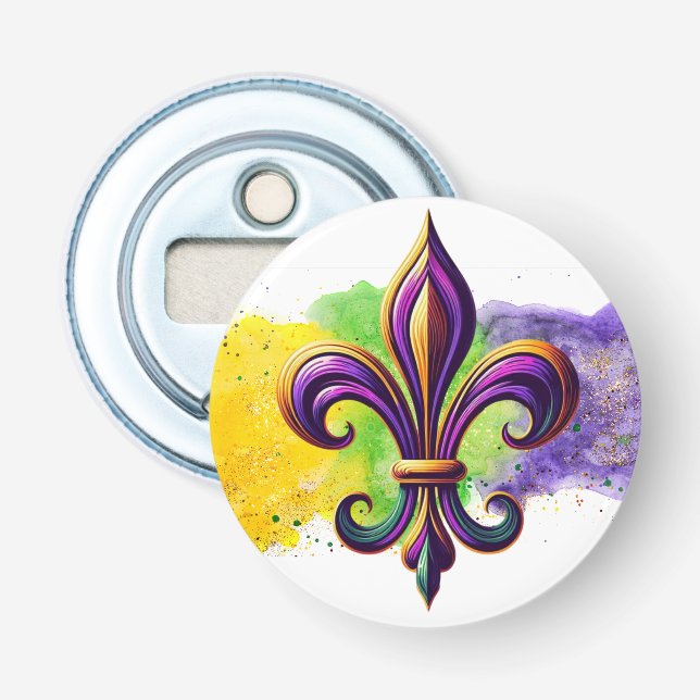 Décapsuleur Mardi Gras Fleur de lis coloré (Devant)