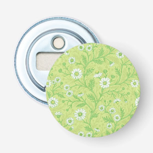 Décapsuleur Marguerites en blanc et vert sur fond vert miel