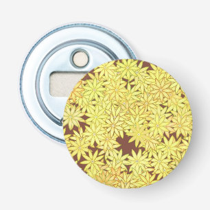 Décapsuleur Marguerites jaunes et dorées sur fond brun chocola