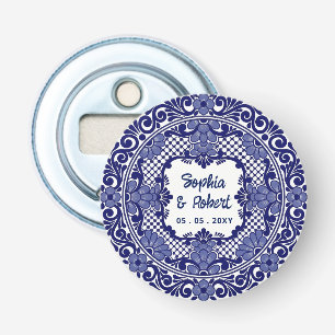 Décapsuleur Mariage à la Talavera Bleue Mexicaine