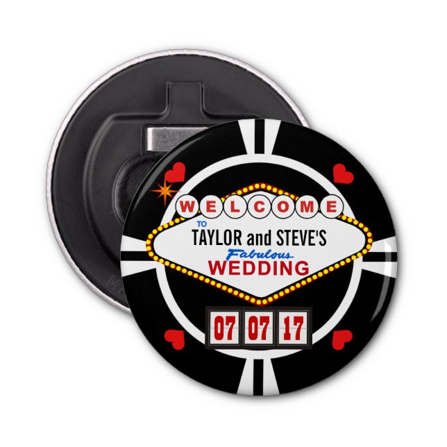 Décapsuleur Mariage à Vegas Casino Favoriser Poker Chip (Devant)
