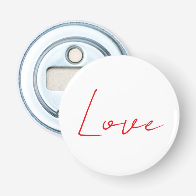 Décapsuleur Mariage Amour Nom écriture manuscrite Blanc Rouge  (Devant)