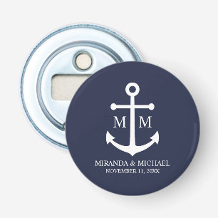 Décapsuleur Mariage Ancre bleu marine