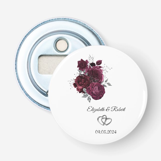 Décapsuleur Mariage aux Roses de Bourgogne (Devant)