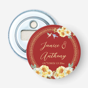 Décapsuleur Mariage chinois de l'oiseau floral rouge