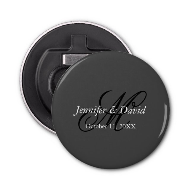 Décapsuleur Mariage de monogramme de calligraphie attirant (Devant)