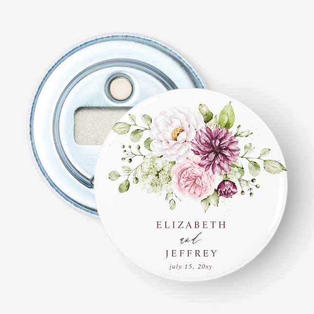 Décapsuleur Mariage Élégant Fleurs Prune Automne Hiver (Devant)