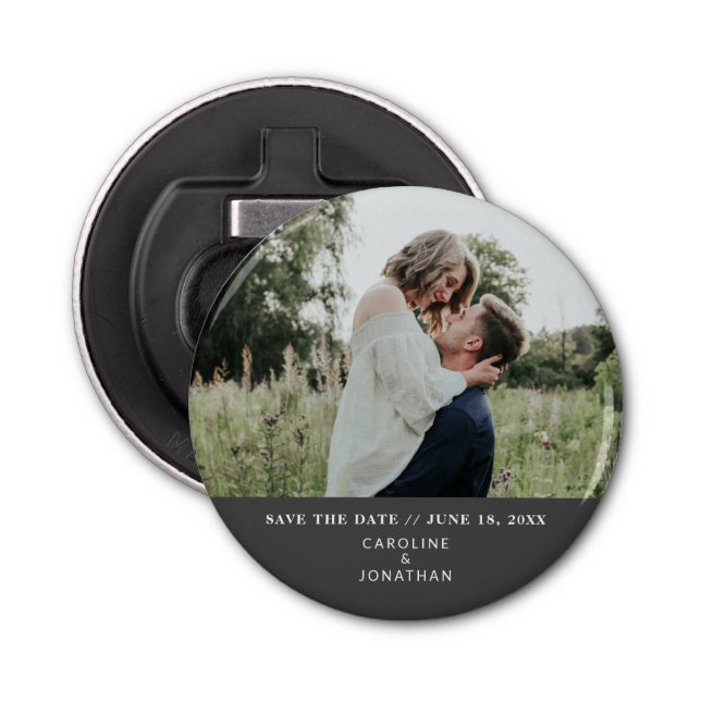 Décapsuleur Mariage Enregistrer la date Photo Simple Minimal N (Devant)