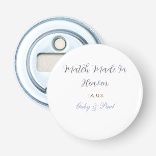 Décapsuleur mariage fait au ciel violet pastel nom doré dat