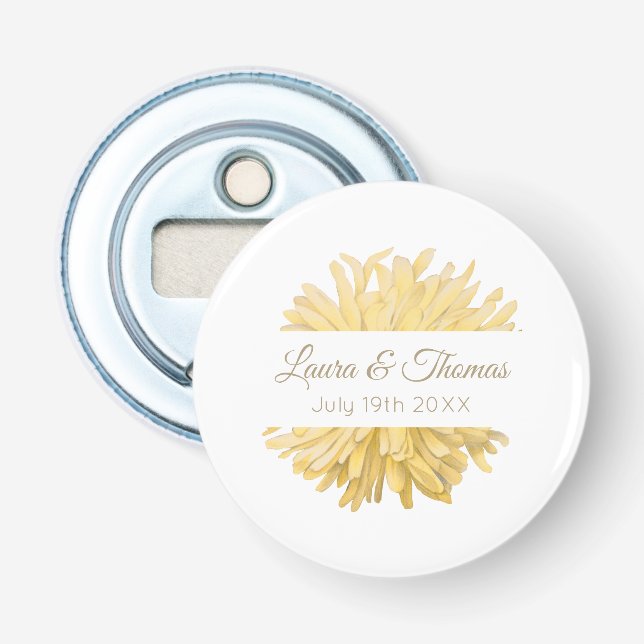 Décapsuleur Mariage jaune et blanc (Devant)