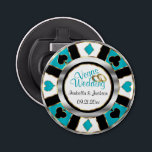 Décapsuleur Mariage Las Vegas - Argent, Blanc & Turquoise<br><div class="desc">Décapsuleur. Personnalisez Las Vegas Style Mariage - Argent, Turquoise et Blanc prêt à vous personnaliser. 📌 Si vous avez besoin d'une personnalisation plus poussée, cliquez sur le bouton "Cliquez pour Customiser plus loin" ou "Customiser ou modifier la conception" et utilisez notre outil de conception pour redimensionner, faire pivoter, modifier la...</div>