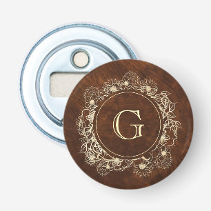 Décapsuleur Mariage Monogramme Or Rustique