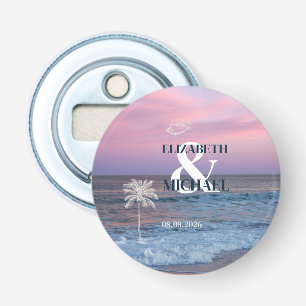 Décapsuleur Mariage Tropical sur la Plage Océane au Lever du S