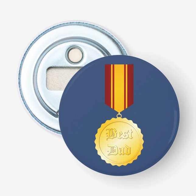 Décapsuleur Médaille Meilleur Papa Broche Fête des Pères (Devant)