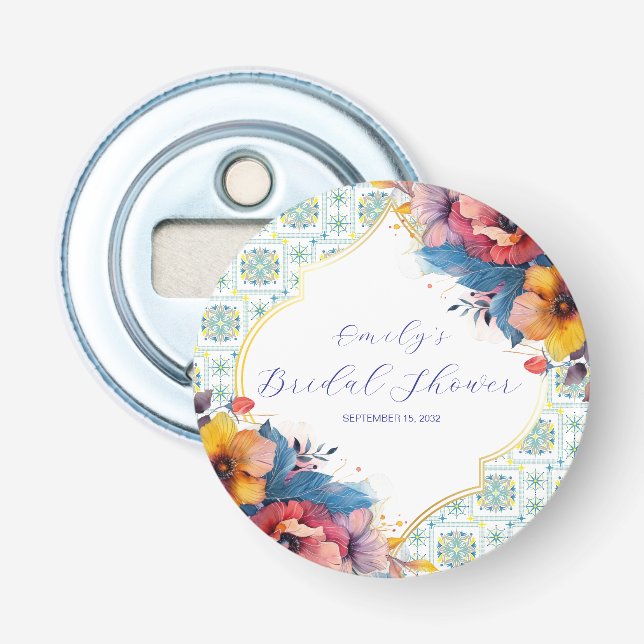Décapsuleur Méditerranéen Élégant Shower de Mariée Bleu (Devant)