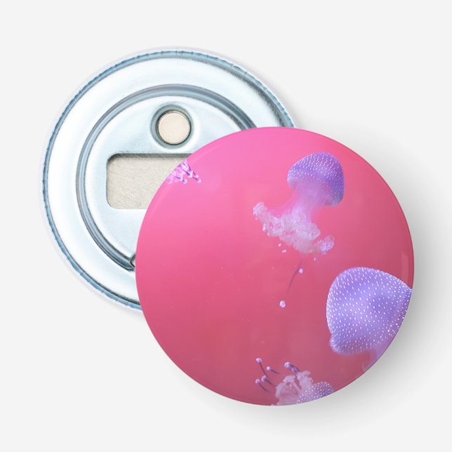 Décapsuleur Méduses fantaisistes dans l'eau rose (Devant)