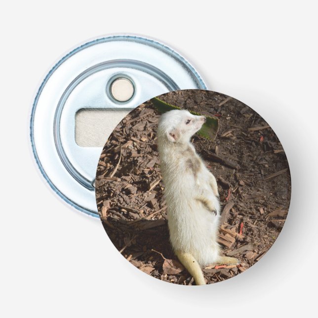 Décapsuleur Meerkat Blanc, Ouverture De Bouteille Magnétique. (Devant)