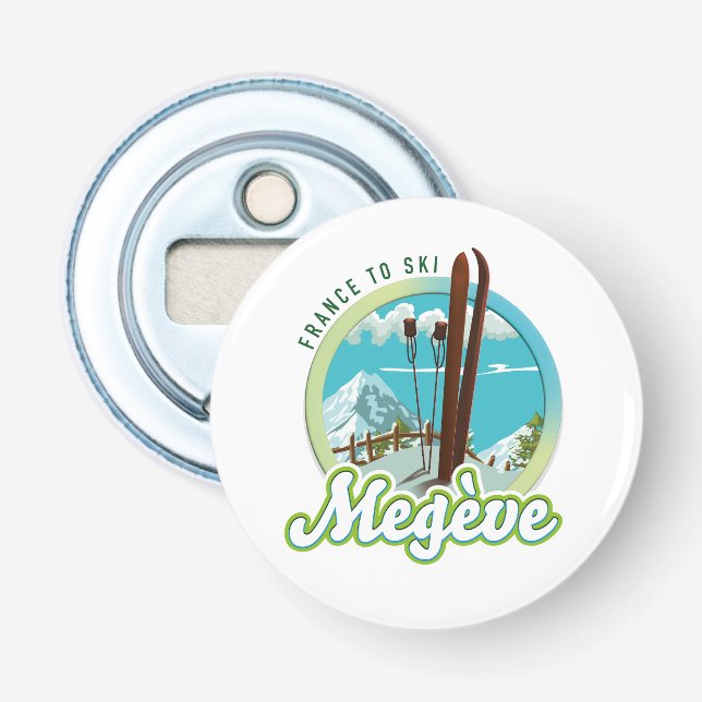Décapsuleur Megève france ski logo bouton (Devant)