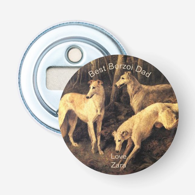 Décapsuleur Meilleur Papa Borzoi Personnalisé (Devant)