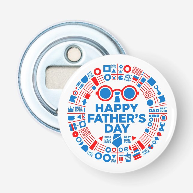 Décapsuleur Meilleur Papa Ever Graphique Bleu Rouge Cadeau pou (Devant)