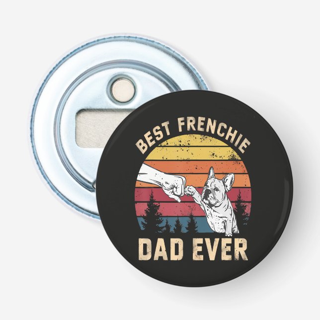 Décapsuleur Meilleur Papa Frenchie Rétro (Devant)