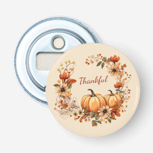 Décapsuleur Merci Citrouille et fleurs d'automne Wreath