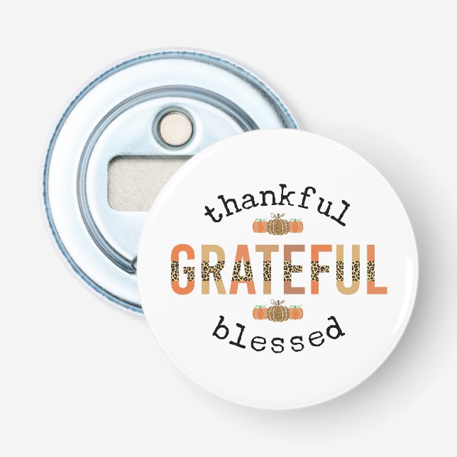 Décapsuleur Merci Grateful Blessé mignon automne Thanksgiving (Devant)