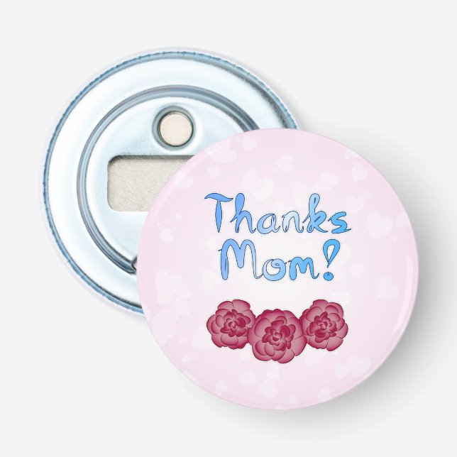 Décapsuleur Merci Maman avec Fleur d'Oeillet pour la Fête des  (Devant)