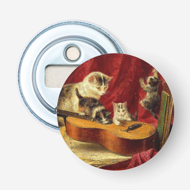 Décapsuleur Mère Chat et chatons Jouer avec la guitare (Devant)