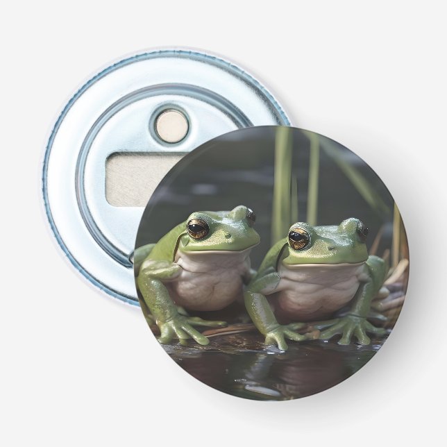 Décapsuleur Merveilles riveraines : Deux grenouilles vertes do (Devant)