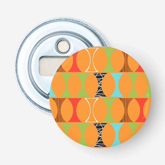 Décapsuleur Mid Century Moderne Orange Motif Bottle Opener (Devant)