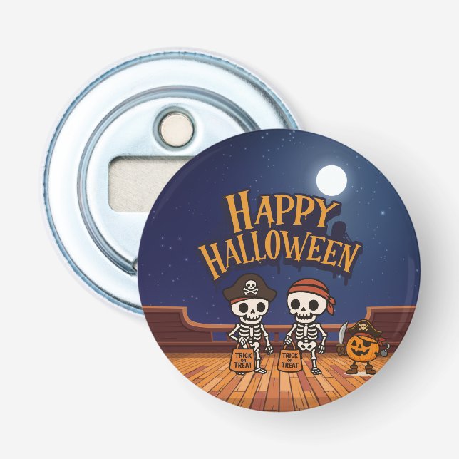 Décapsuleur mignon, squelettes et citrouille Halloween (Devant)