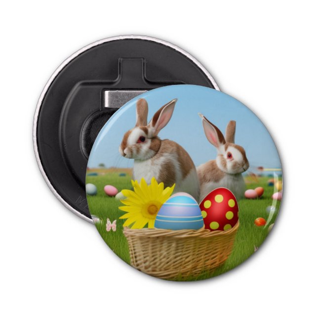 Décapsuleur Mignonne lapin de Pâques pour une humeur positive (Devant)