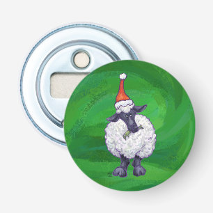 Décapsuleur Mignonne mouton à Santa Chapeau sur vert