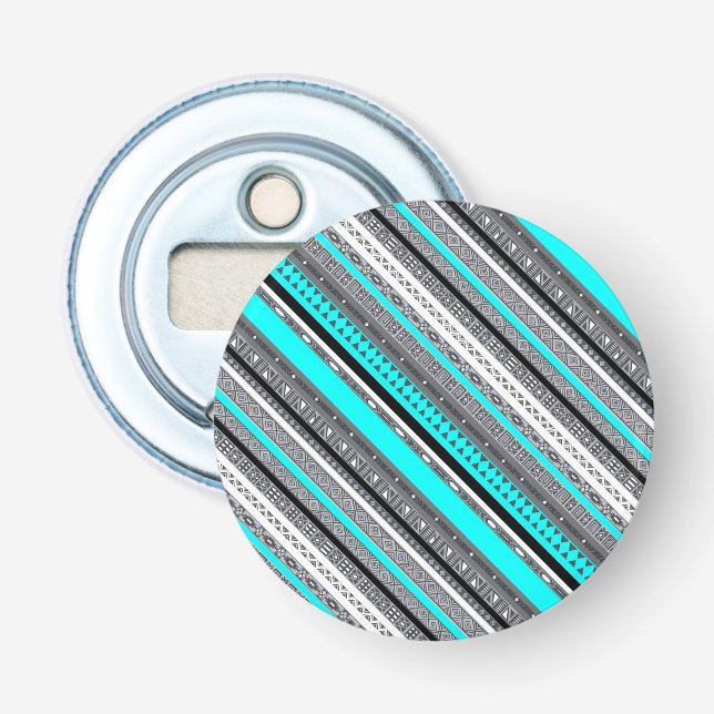 Décapsuleur Mignons motifs aztèques gris aqua (Devant)