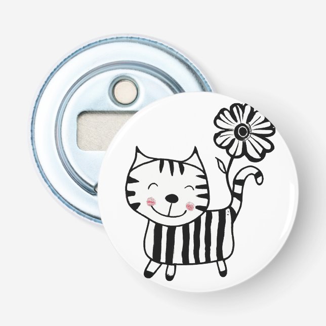 Décapsuleur Minimalist Cute Cat with Flower on Tail Decorative (Devant)