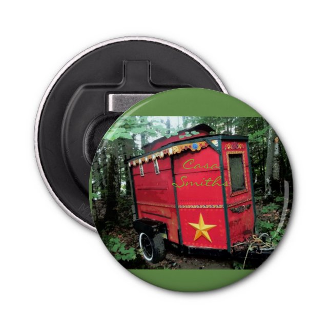 Décapsuleur Minuscule caravane rouge tzigane customisée (Devant)